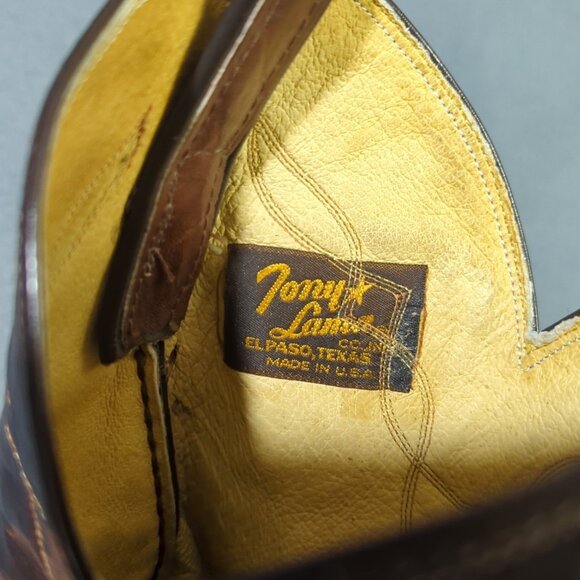 Tony Lama Vintage Boots Men's 9B Brown Western Made In USA 1990 Style 2032 - Picture 12 of 16